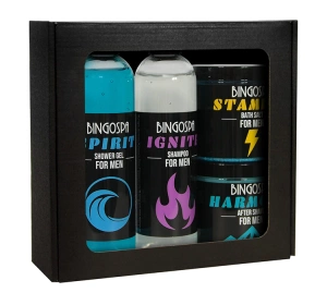BingoSpa zestaw kosmetyków dla mężczyzn żel pod prysznic 300 ml + szampon do włosów 300 ml + balsam po goleniu 250 g + sól do kąpieli 300 g