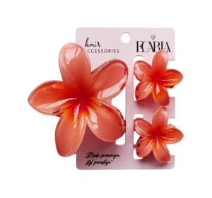 eCarla zestaw trzech spinek do włosów hawajskie kwiaty SP419 Peach Ombre