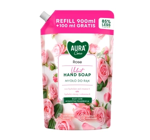 Aura Care nawilżające mydło do rąk Velvet Rose refill 1000 ml