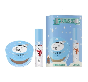 Bell XMAS Set 1 zestaw błyszczyk do ust 01 Frosted Fantasy 4,2 g + puder brązujący 01 Icy Mocha 9 g