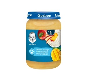 Gerber deserek po 6 miesiącu Jabłka, mango i brzoskwinie z twarożkiem 190 g