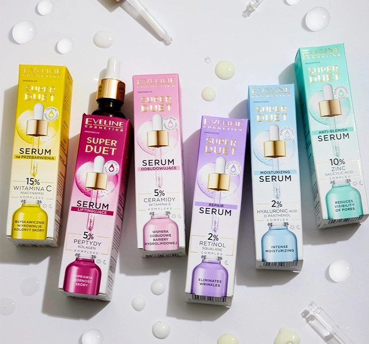 EVELINE SUPER DUET LIFTINGUJĄCE SERUM DO TWARZY 5% PEPTYDY DO SKÓRY SUCHEJ I DOJRZAŁEJ 18ML
