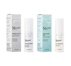 Nacomi Next Level zestaw serum No More Pores Kwas Salicylowy 2% + Fix It Up Niacynamide 15%
