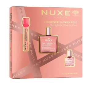 Nuxe The Infinite Glow In Pink zestaw prezentowy olejek 50 ml + serum do ust 8 ml + mini olejek 10 ml