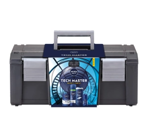 NIVEA MEN Tech Master świąteczny zestaw męskich kosmetyków w skrzynce pianka do golenia + balsam po goleniu + żel pod prysznic + antyperspirant roll-on