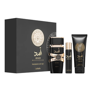 Lattafa Asad woda perfumowana spray 100 ml + 12 ml + żel pod prysznic 100 ml