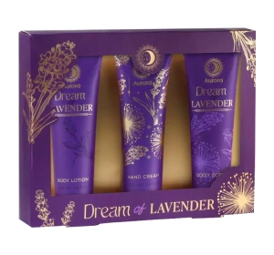 Aurora Dream of Lavender zestaw prezentowy peeling do ciała 100 ml + balsam do ciała 100 ml + krem do rąk 100 ml