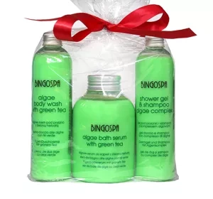 BingoSpa Algi Zielona Herbata zestaw do kąpieli szampon 300 ml + serum do kąpieli 500 ml + żel 300 ml