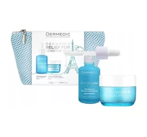 Dermedic Hydrain 3 Hialuro zestaw kosmetyków do twarzy serum 30 ml + krem 15 ml + kosmetyczka
