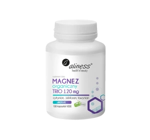 Aliness suplement diety magnez organiczny Trio 120 mg z B6 (P-5-P)  100 kapsułek