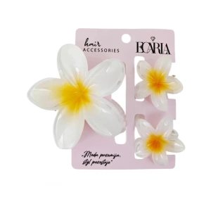 eCarla zestaw trzech spinek do włosów hawajskie kwiaty SP391 Yellow White