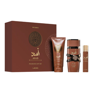 Lattafa Asad Bourbon woda perfumowana spray 100 ml + 12 ml + żel pod prysznic 100 ml