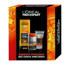 L'Oréal Paris Men Expert Hydra Energetic zestaw męskich kosmetyków żel pod prysznic 400 ml + żel do mycia twarzy 100 ml + krem do twarzy 50 ml