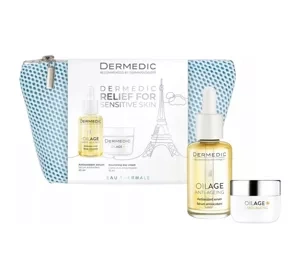 Dermedic Oilage zestaw kosmetyków do twarzy serum 30ml + krem15ml + kosmetyczka